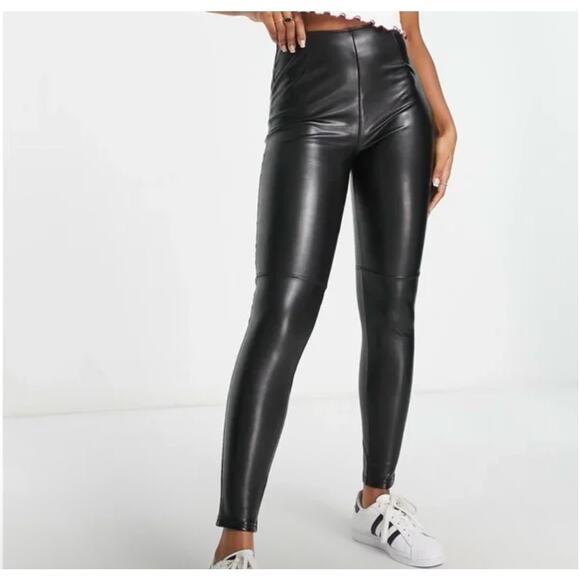 Abercrombie & Fitch Vegan Leather Curve Love Side Zipper Pant - Picture 1 of 7